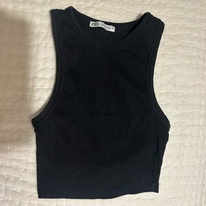 Zara Black Sleeveless Crop Top